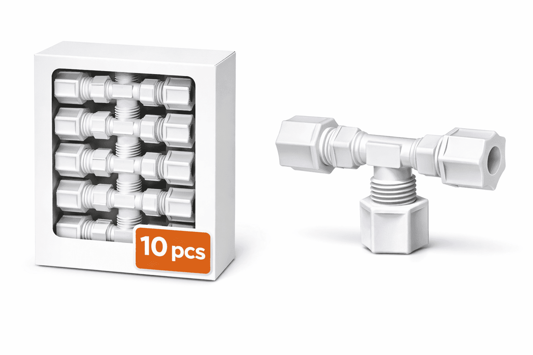 Jaco 70-8-N-O - Nylon Union Tee 1/2" OD Tube x 1/2" OD Tube x 1/2" OD Tube (708NO) Nylon Union Tee Jaco 10-Pack 