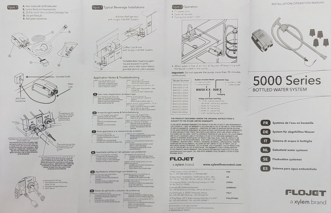 Flojet BW5000-000A Bottled Water System Genuine Flojet with Single Inlet 115V US Plug , White FLOJET Bottled Dispensing Pump Xylem Flojet 