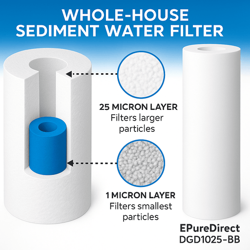 Whole House Water Filter Sediment Filter 10"x4.5" (DGD1025) DGD1025 Whole House Filter Sediment Pure Direct USA 